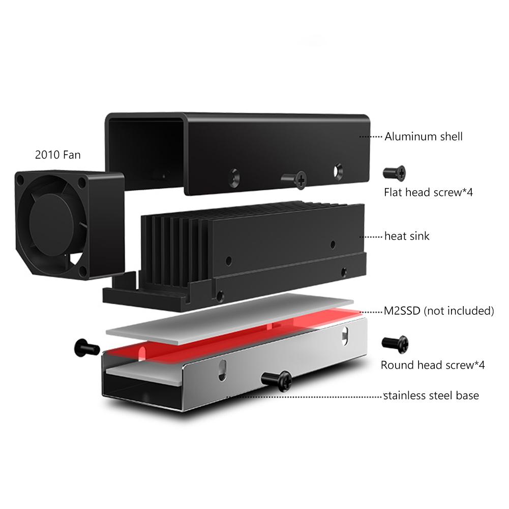 M.2 SSD SSD Radiator Cooler with Fan Aluminum PCI-E NVMe Solid State Hard Radiator for Desktop Accessories