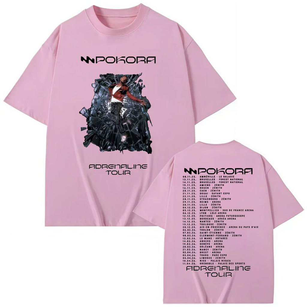 Singer M.Pokora Adrenaline Tour 2025 Merch T-shirts Men Women Hip Hop Vintage T Shirts High Quality Fashion Oversized T-shirt