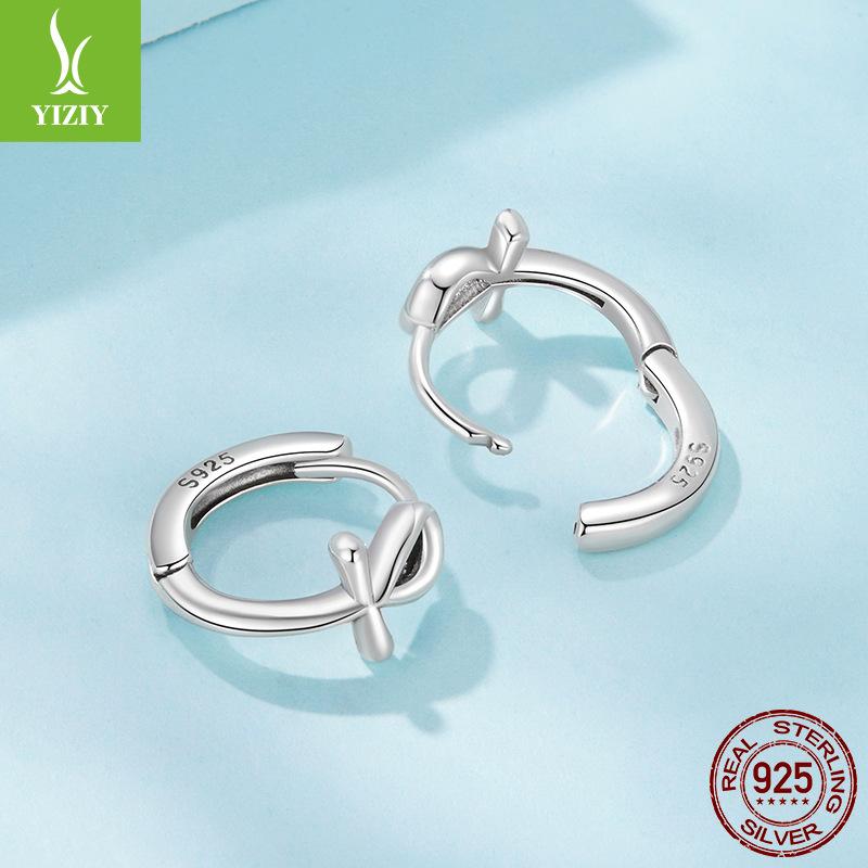 Personalized Wind S925 Sterling Silver Anka Cross Ear Buckle Cross-Border Simple Silver Earrings Earrings