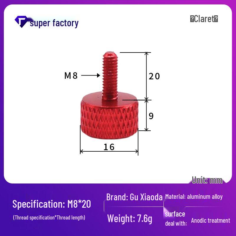 Knurled Aluminum Alloy Hand-Tightening Knob - M3M4M5M6M8 Sizes.
