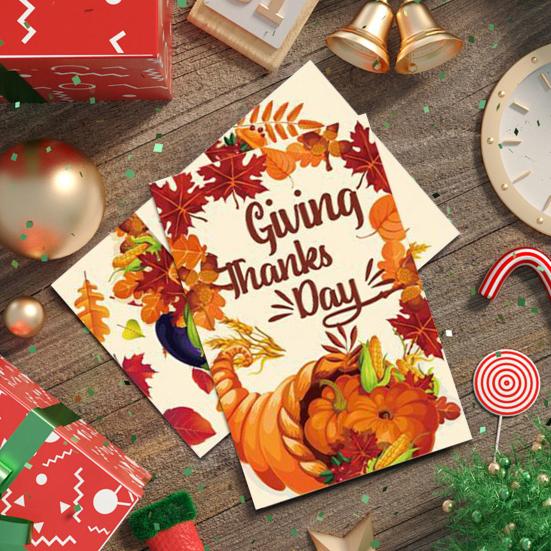 

12 шт. открыток на День благодарения, винтажные осенние благодарственные поздравительные открытки с наклейками на конверты