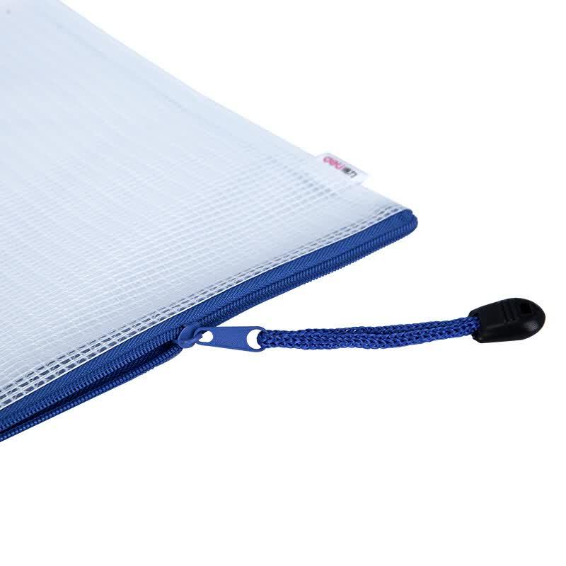 Deli A4 Soft Waterproof Zipper File Bags, 4-Pack Assorted Colors