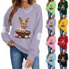 Rundkragetröja för kvinnor Hösttröjor med grafisk design Semester Långärmad tröja med nedsänkta axelband