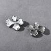 Niche Fashion Copper-Plated Platinum Drop Glaze Flower Inlaid Geometry Square Zircon S925 Silver Needle Stud Earrings Women