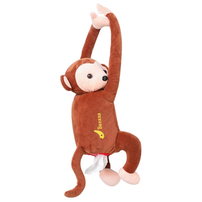 Plush Tissue Box for Car Home Bedroom Monkey Tissue Box Tissue Dispenser Box кофейный