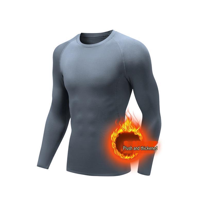 Velvet-Lined Quick-Dry Sports Suit: Long-Sleeve Base Layer for Winter Running, Fitness & Basketball