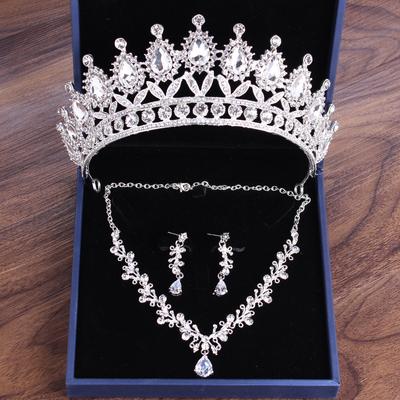Wedding Jewelry Sets Tiaras and Crowns for Bride Princess Headwear Earring Necklace Jewelry Set Wholesale Bridal Headpiece