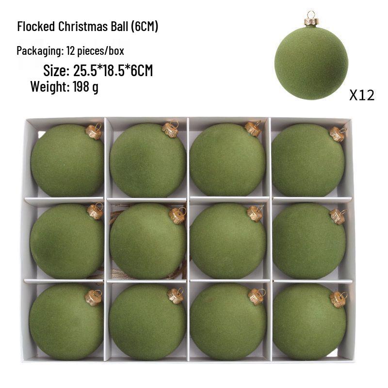 Colorful 6cm Cross-Border Christmas Ornament Balls – Flocked Hanging Decorations