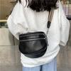 High Looks Simple Fashion Double Zipper Fanny Pack Daily Commuting with A Wide Shoulder Strap Leather Shoulder Bag