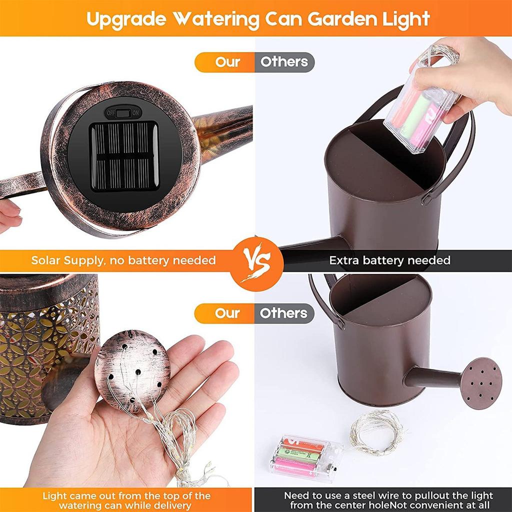 Watering Can Fairy Garden Light Art LED Light Solar Weatherproof for Outdoor Garden Yard Balconies