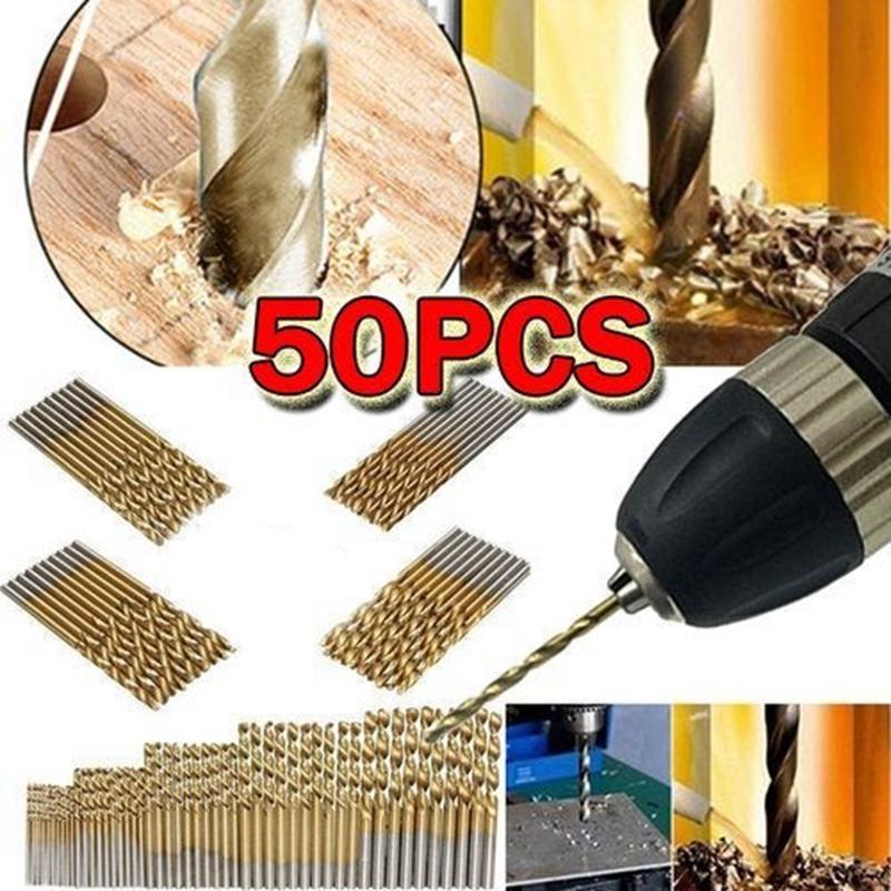 Buy 50 PCS Tungsten Carbide Twist Drill Bit High Steel Titanium Coated ...