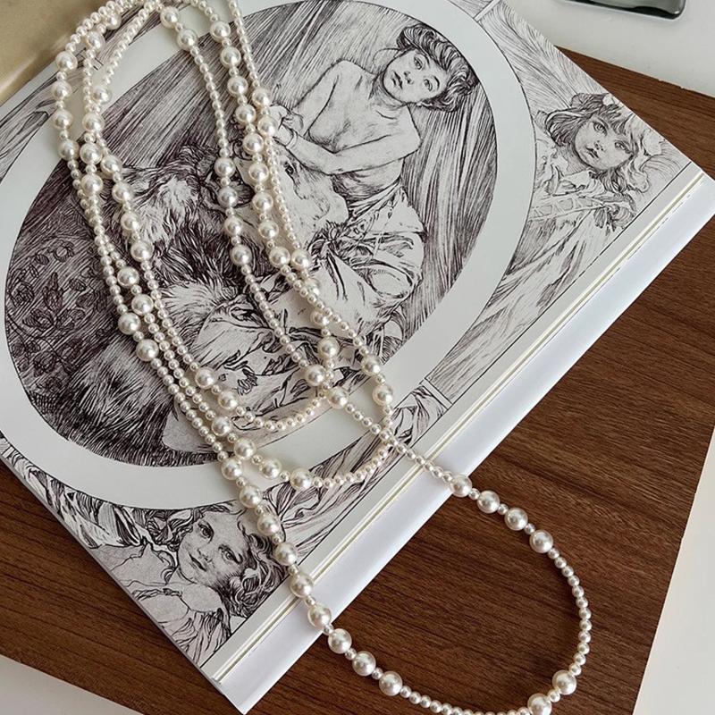 Imitation Pearl Multi-Layered Women'S Necklace Exaggerated High Street Club Party Banquet Necklace For Women Jewelry