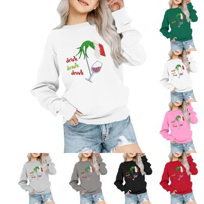 Moda Infantil Sudadera Casual de Manga Larga de Corte Holgado con Estampado Navideño y Cuello Redondo Oversize