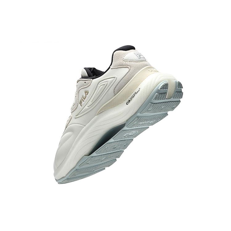 Fila Flusso Fabric Top Layer Cowhide Double Layer Suede Retro Sports Low Top Casual Shoes Men Sneaker Coconut-White F12M213113FCO