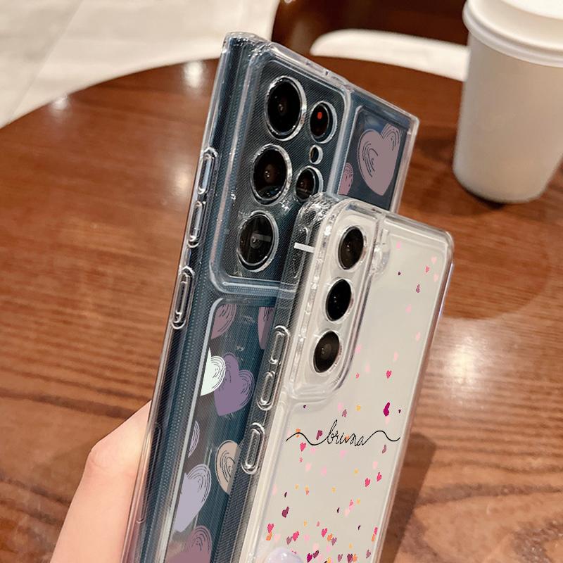 Romantic Love Clear Case For Samsung Galaxy S25 S24 S23 S22 Ultra Plus S24 FE A15 A14 A55 A54 A36 A26 A16 A52 A35 5G Soft Cover