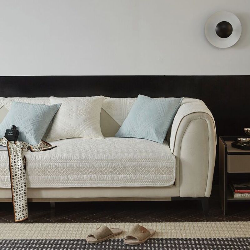 

Cotton All Year Round Universal Sofa Cushion Non-Slip Fabric Embroider Pure Cotton Washed Sofa Cover Cover Cloth New Arrival 2024 Embroider-rice White 70*70cm