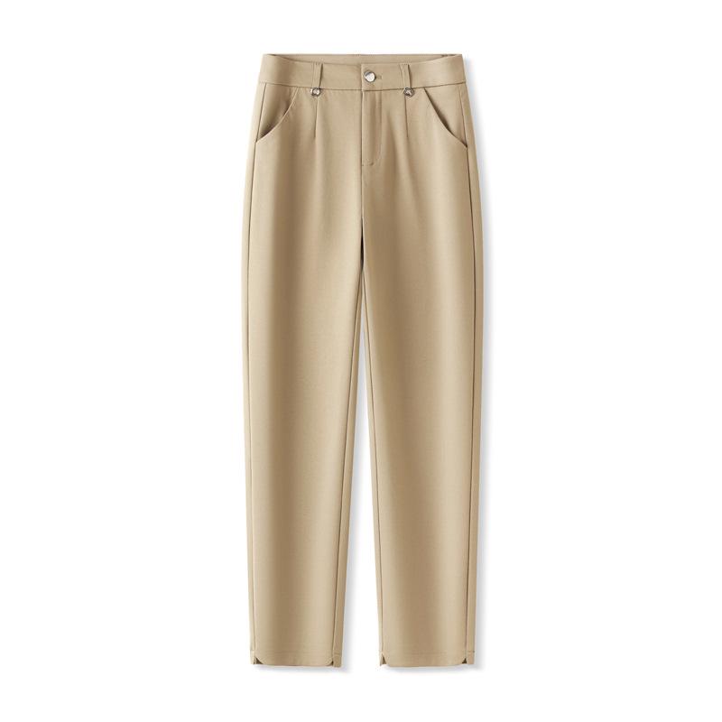 Women's High-Waisted Slim-Fit Straight-Leg White Pants for Summer