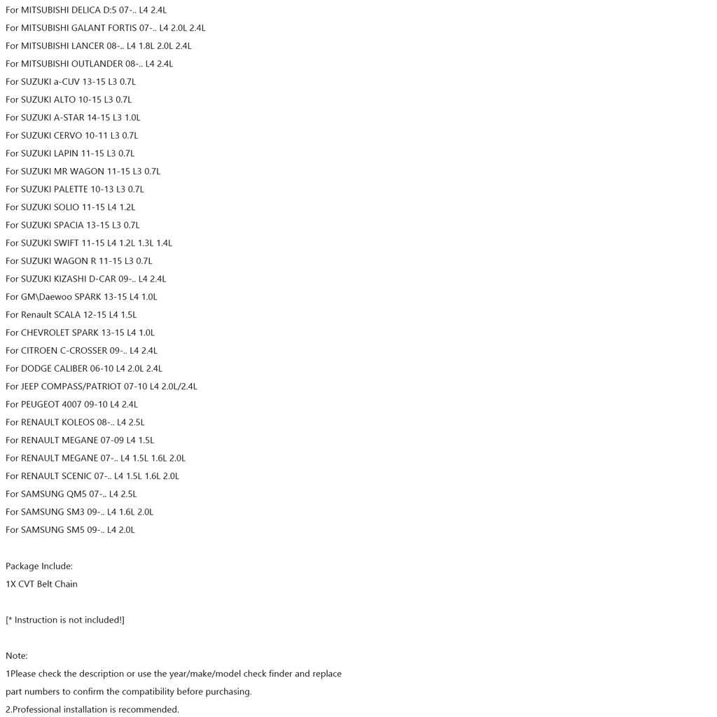 JF011E RE0F10A CVT Belt 901066 Chain 901047 For Nissan Renault Mitsubishi