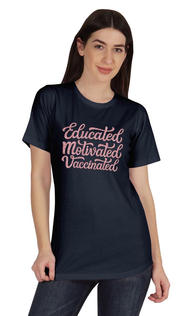 Inkmeso Educated Motivated Vaccinated Funny Pro-Vaccine T-shirt Tops For