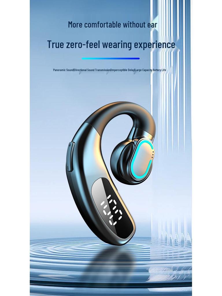 F80 Bluetooth Earphones: Over-Ear, Air Conduction, Single-Ear with Digital Display