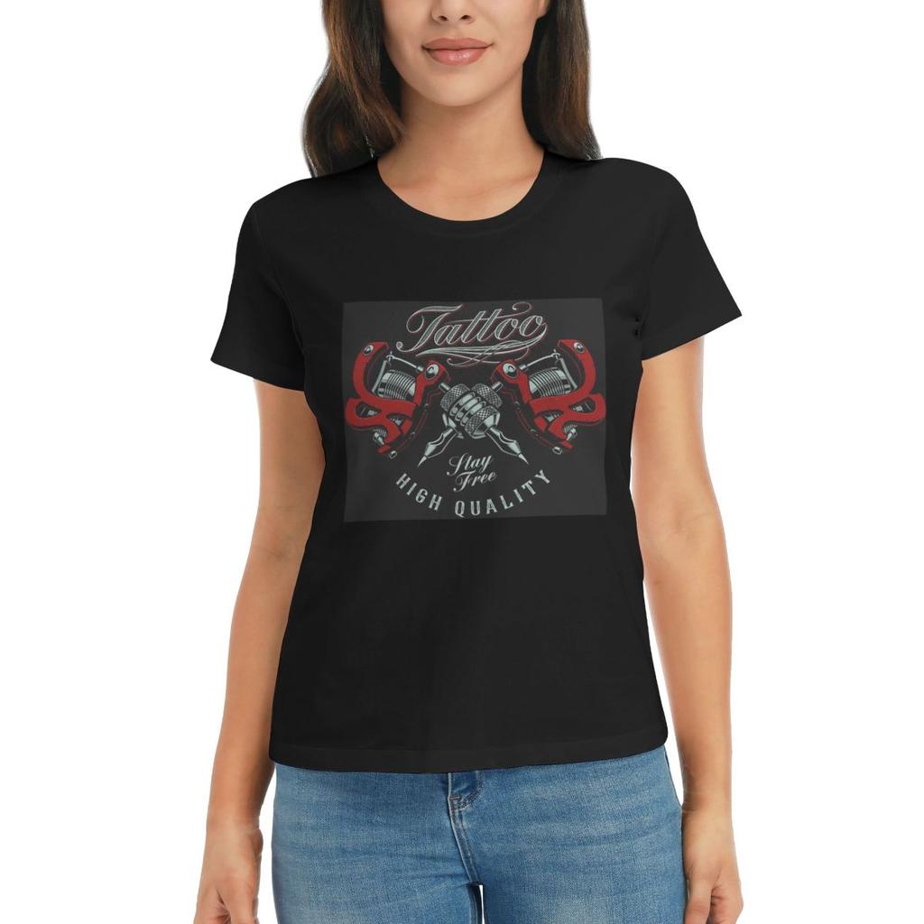 Women TShirt Custom Bib Tattoo Artist Tattooists Summer Short Sleeve Tees Round Neck Cotton T Shirts Clothes Tops Streetwear