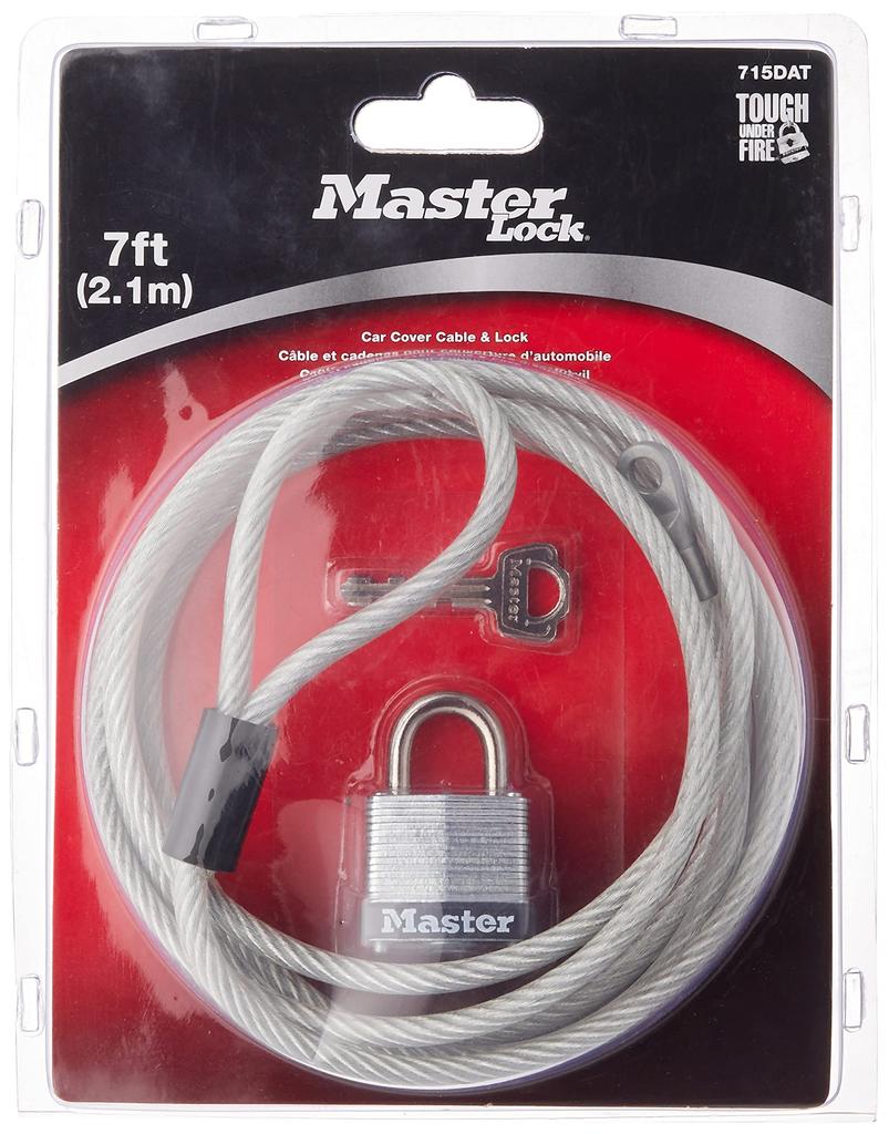 Master Lock 715DAT Pletené ocelové lanko na kryt auta Laminované ocelové lanko na visací zámek Široký zámek 7' 1-1/8"
