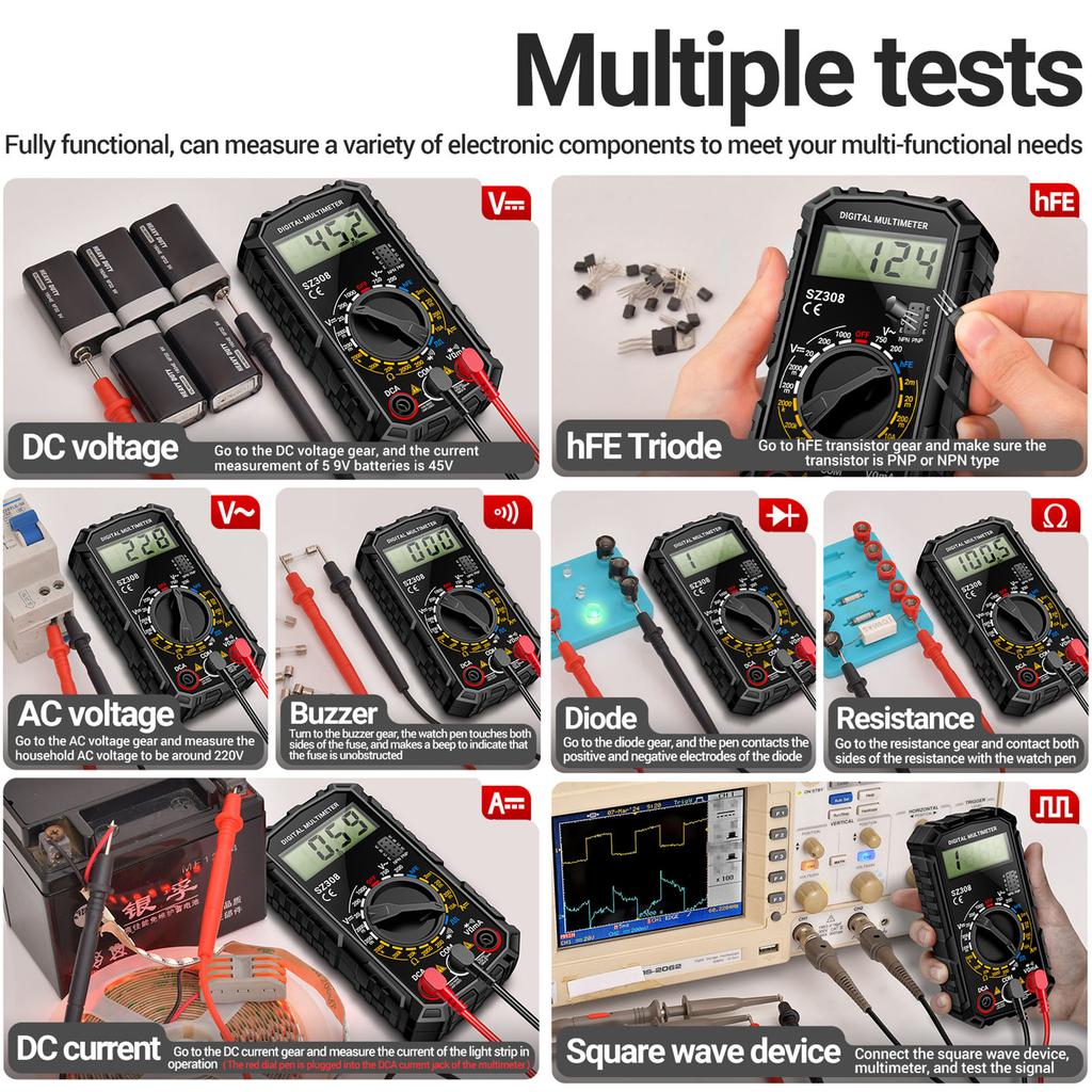 ANENG SZ308 Digital Multimeter Portable Mini Voltage Current Tester Multifunctional Multimeter Repair Maintenance Tools