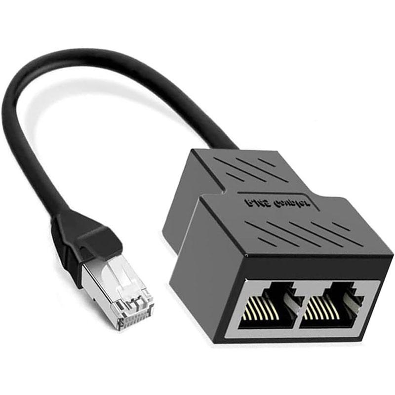 Splitter Adapter, USB 1 to 2 Network Connector, Dual LAN Ethernet Socket Extension plug Cable suitable for Cat5 Cat5e Cat6 Cat7
