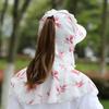 Sunscreen Wide Brim Bucket Cap Flower Bucket Hat with Mask Foldable Tea Picking Cap  Girl
