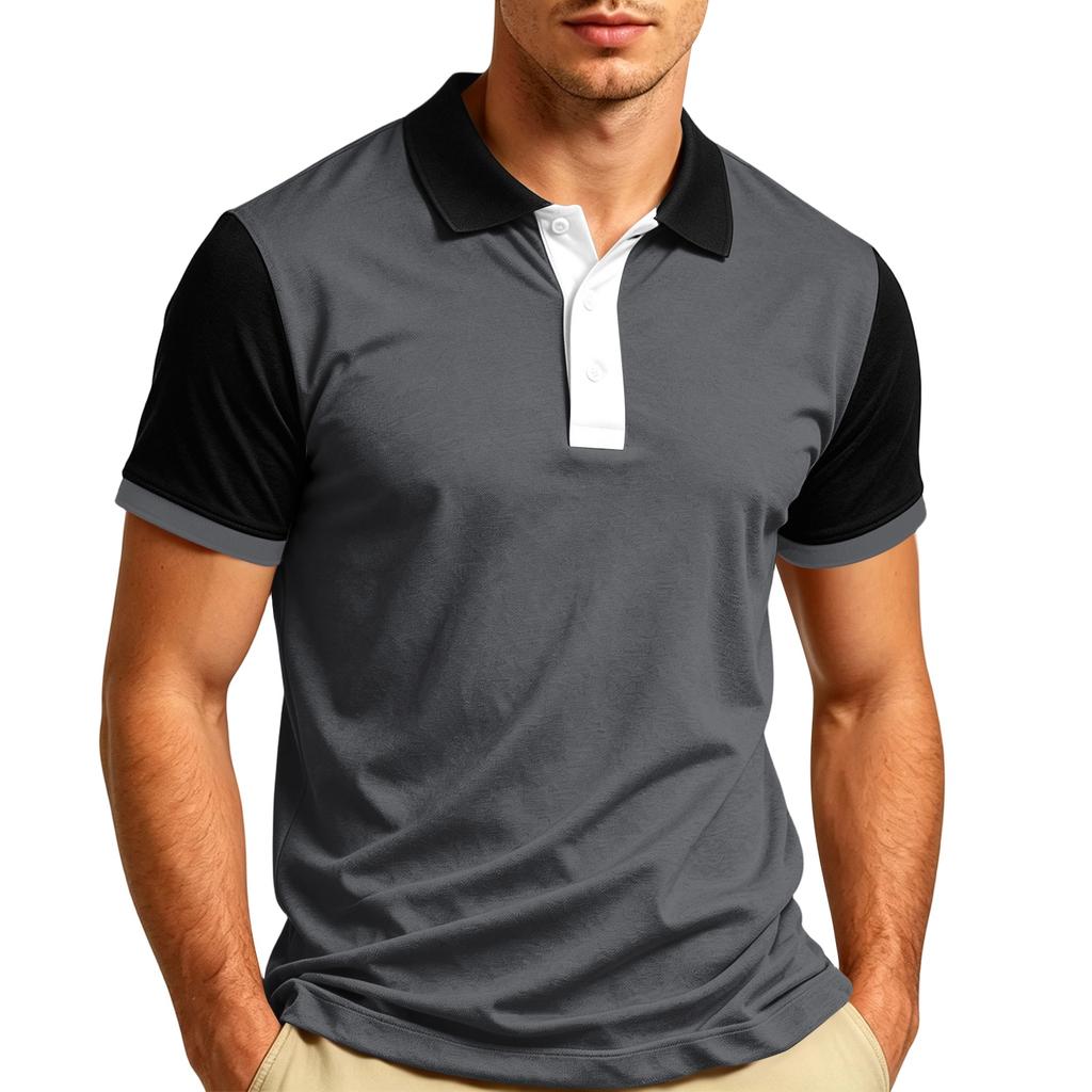 Maglietta Polo Casual da Uomo a Manica Corta con Collo T-shirt Tessuto Leggero Traspirante Morbido Top Estivo