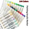 Acrylic Paint Marker Set Languo 144 Colors Art Markers Painting Drawing Pen Graffiti for Stone Disc Card Shoe Glass Art Supplies