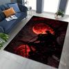 Blood Moon Samurai Silhouette Lakeside Print Carpet for Living Room Bedroom Sofa Home Decor Rus Non-slip Floor Mat Luxury Gift