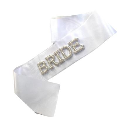 Adjustable Bride Party Sashes Elegant Pearls and Rhinestones Letter Sashes Bachelorette Party Supply