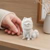 3D Printed Cute Pomeranian Dog Figurine, White Twisting Head Puppy Statue, Small Desktop Ornament for Home Office Desk Decor, Creative Minimalist