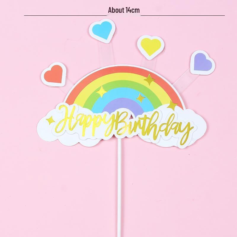 Rainbow Birthday Cake Toppers - Colorful Party Decorations & Dessert Table Accessories