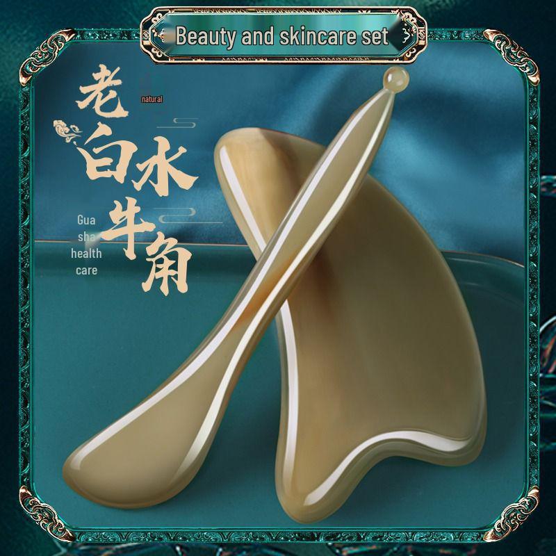 White Buffalo Horn Gua Sha Facial Massage Tool for Anti-Wrinkle Treatment
