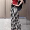 Plus Size Women's Summer Thin Striped Wide-Leg Pants - Design-Forward Slimming Drapey Casual Straight Athletic Trousers