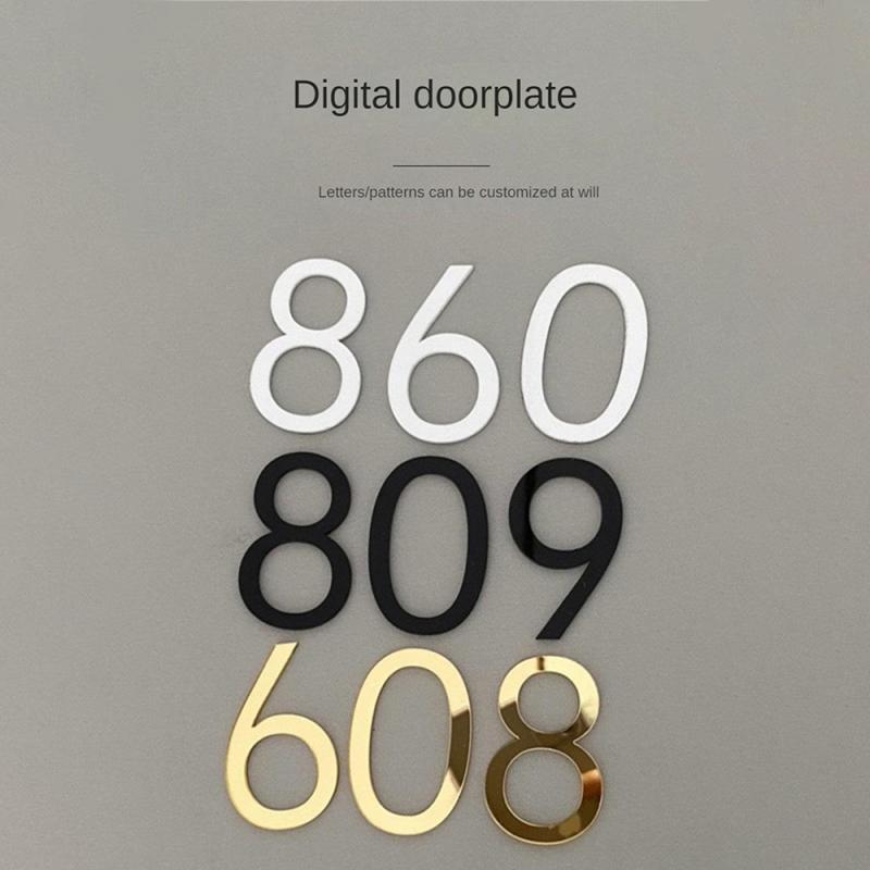 3D Self-adhesive Waterproof Plating House Number 0 To 9 Modern Gold Digits House Number Door Plate Address Outdoor Door Number