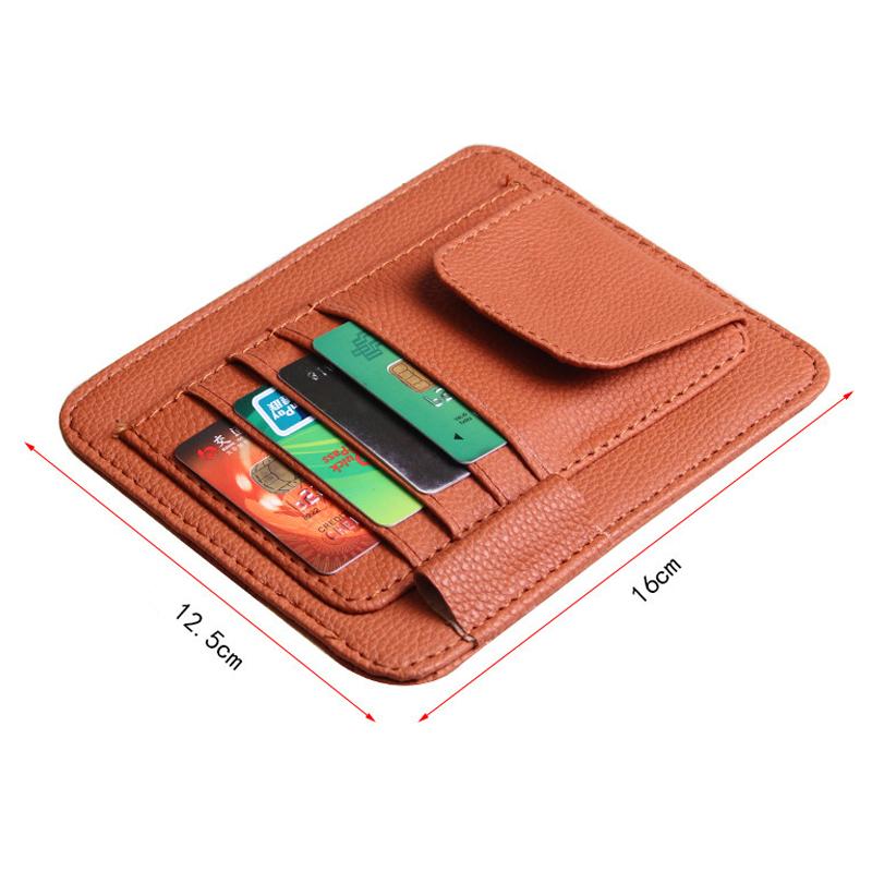 Car Sun Visor Organizer PU Leather Car Document Storage Pouch Pen Holder Multi-Pocket Sunglasses Clip Auto Interior Accessories