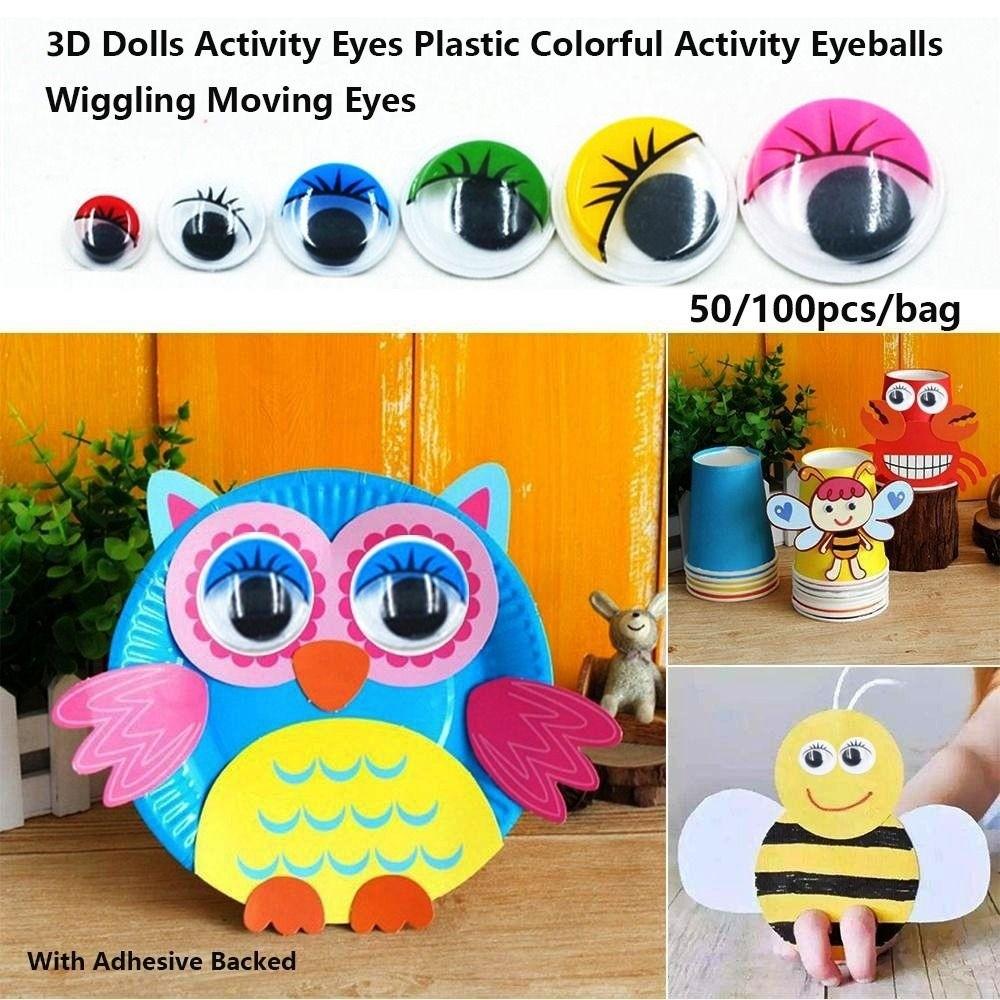 50/100pcs/bag Plastic Colorful Activity Eyeballs with Eyelashes DIY Kindergarten