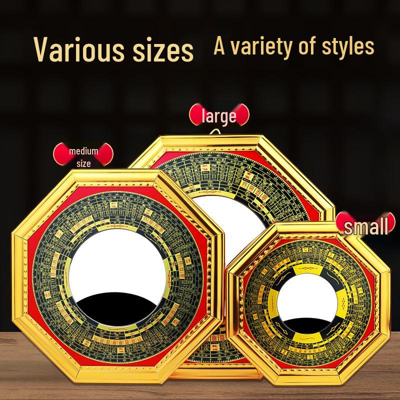 Gold Edge Compass Bagua Mirror for Door/Window Hanging