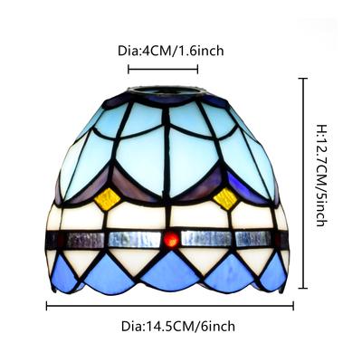 Mediterranean Style Glass Fan Lamp, Wall Lamp, Chandelier Replacement Lampshade 6 Inch Stained Glass Single Lampshade