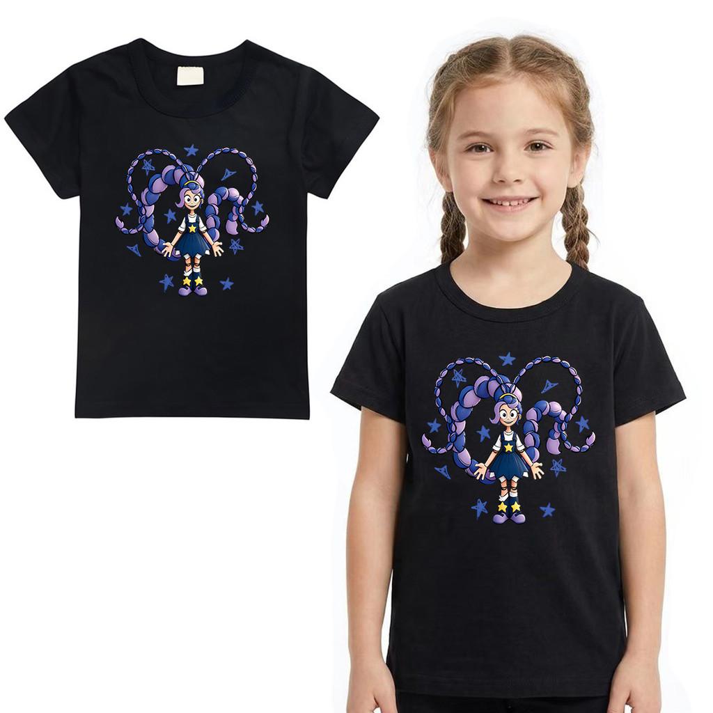 4140 Kids Girls Lily Lovebraids Cartoon Print Short Sleeves Casual T-Shirt