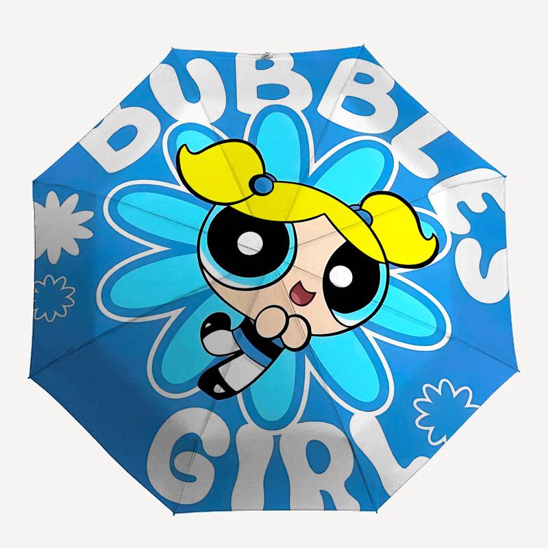 Bubbles, Powerpuff Girls Automatic Opening and Closing, 8 rib Structure Portable Umbrella, Suitable for Men and Women in All Seasons  Perfec