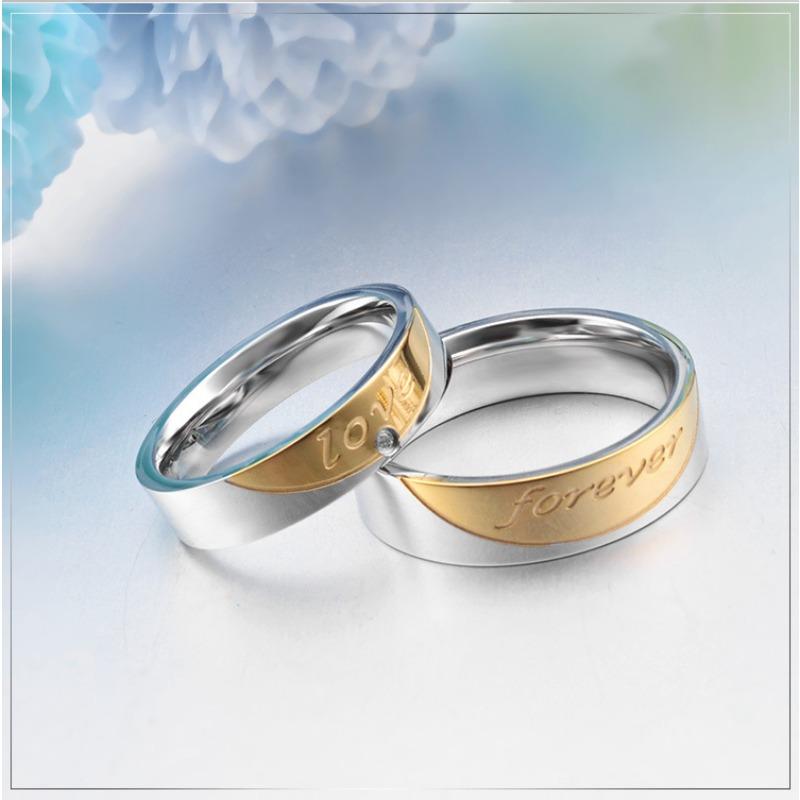 Partnerring Edelstahl Diamantring Titanstahl Partnerring Herzförmiger Paarring