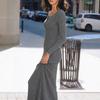 Women's Sexy Gray Slim-fitting Long-sleeved Knitted Dress Autumn Women's New Temperament Dress Long Dress