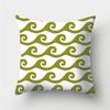 Green Geometric Pattern Throw Pillowcase Home Decor Square Wave Print Pillowcase Sofa Bed Decorative Pillowcase