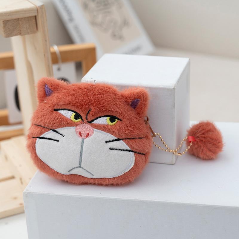 Cute Cartoon Cat Plush Coin Purse Keychain Earphone Storage Bag Backpack Hangings Ornament Gifts