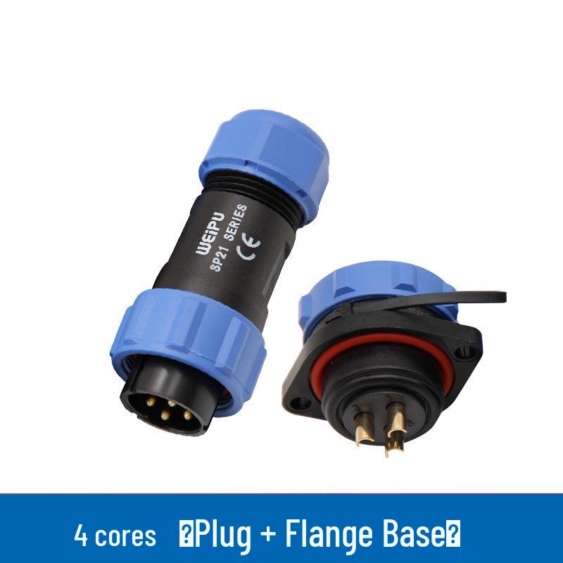 9-Pin SP21 Flange Socket, IP67 Waterproof Aviation Connector