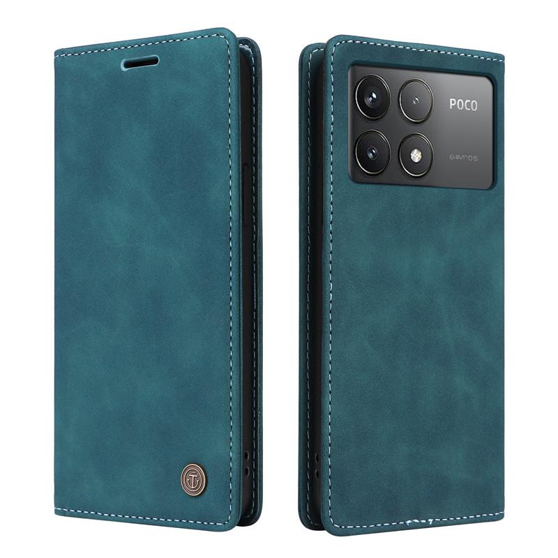 Retro Matte Luxury Flip Wallet Case For Xiaomi Poco F6 M6 X6 Pro 4G PocoM6 5G C65 PocoF6 Coque Fundas Solid Colors Phone Cover